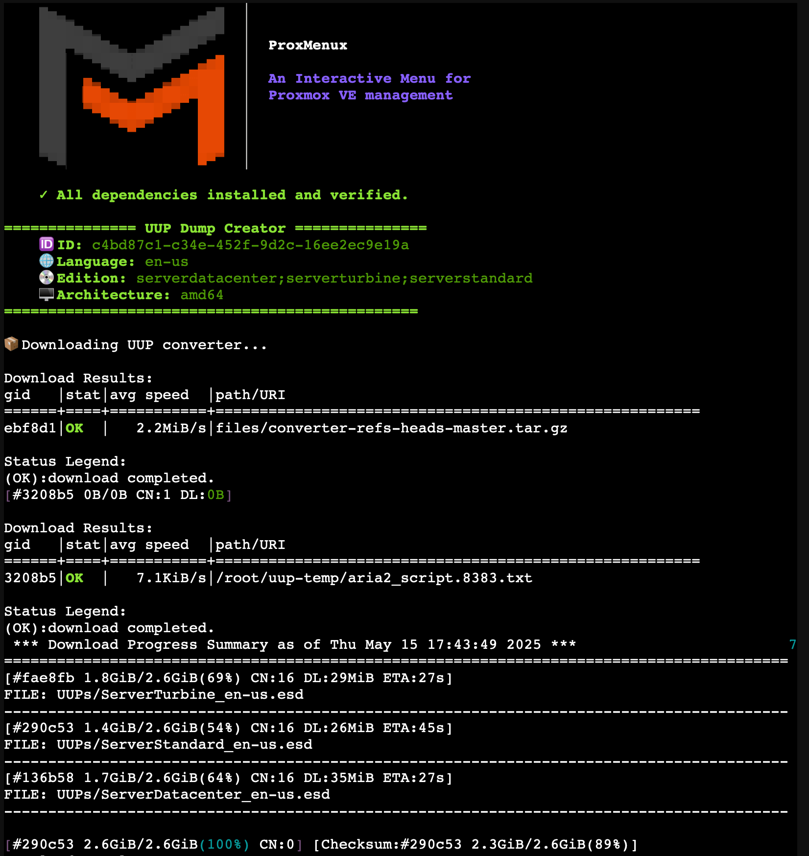 Start UUP Dump ISO Creator