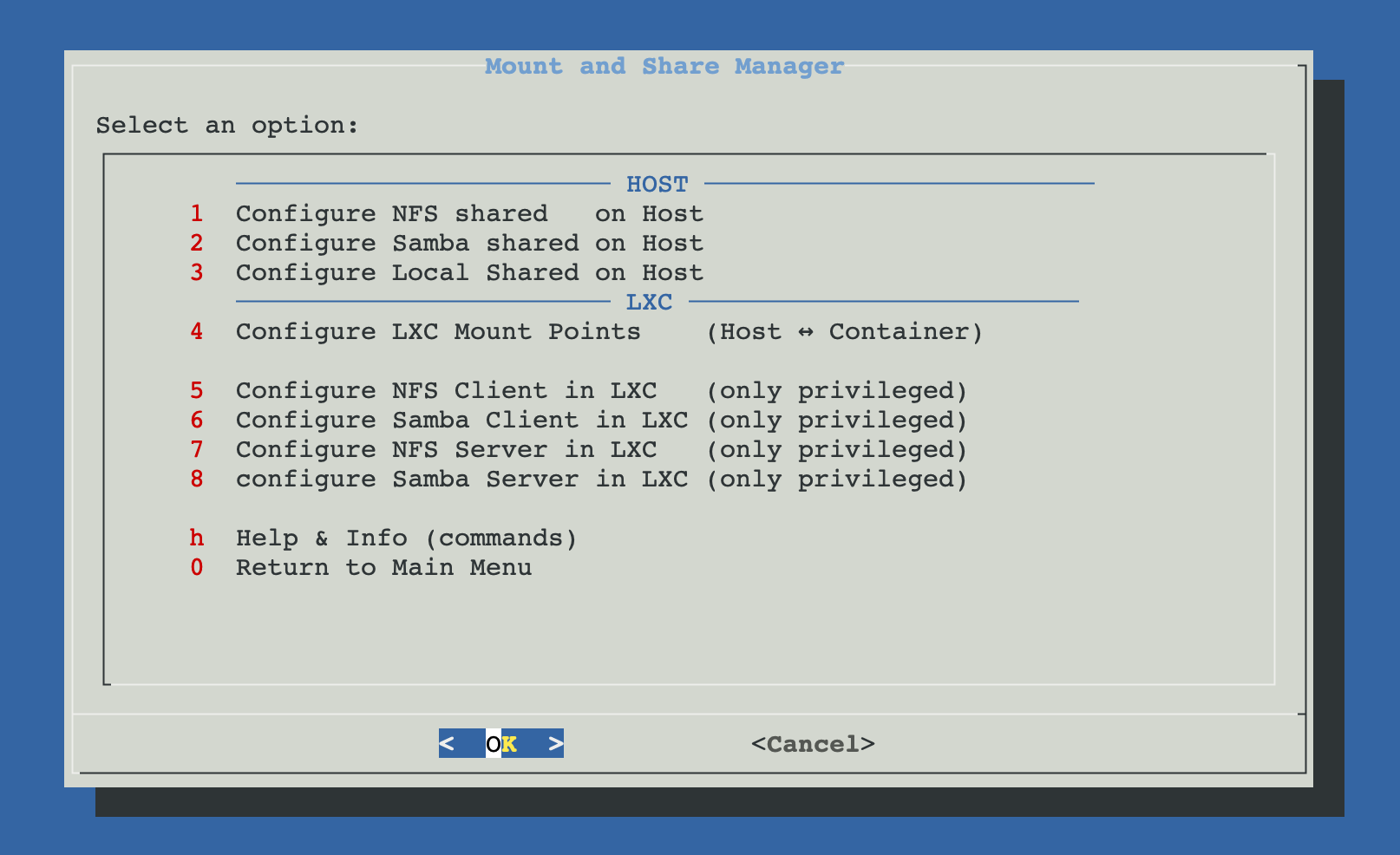 Shared Resources Menu