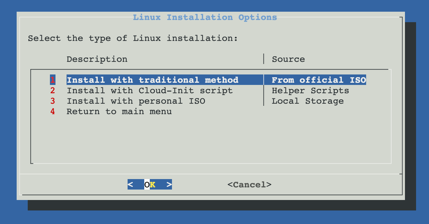Linux VM Menu