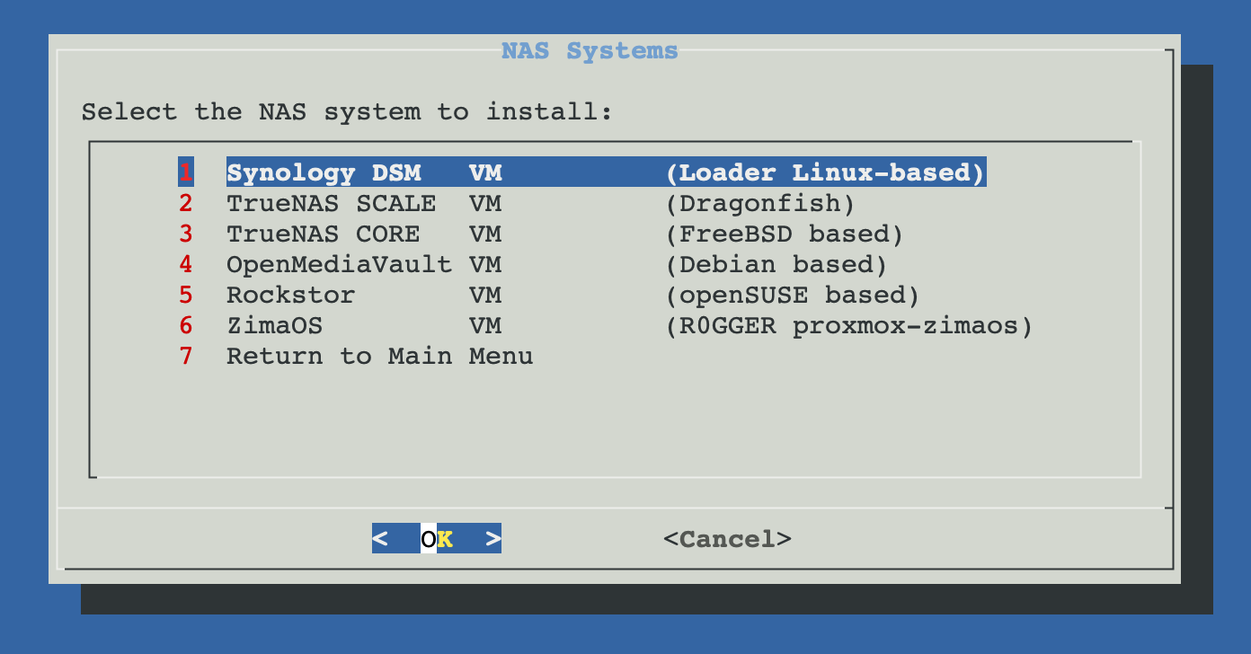 System NAS Menu