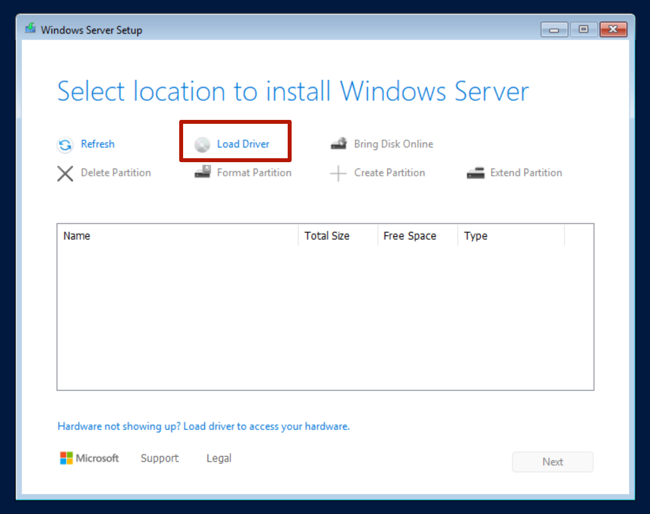 Windows installation - No disks shown