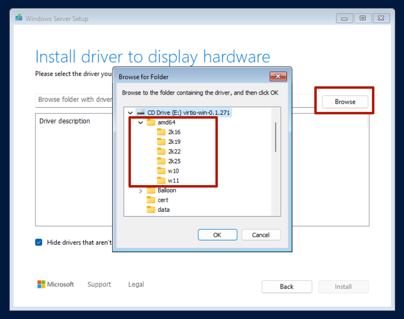 Windows installation - Load driver button